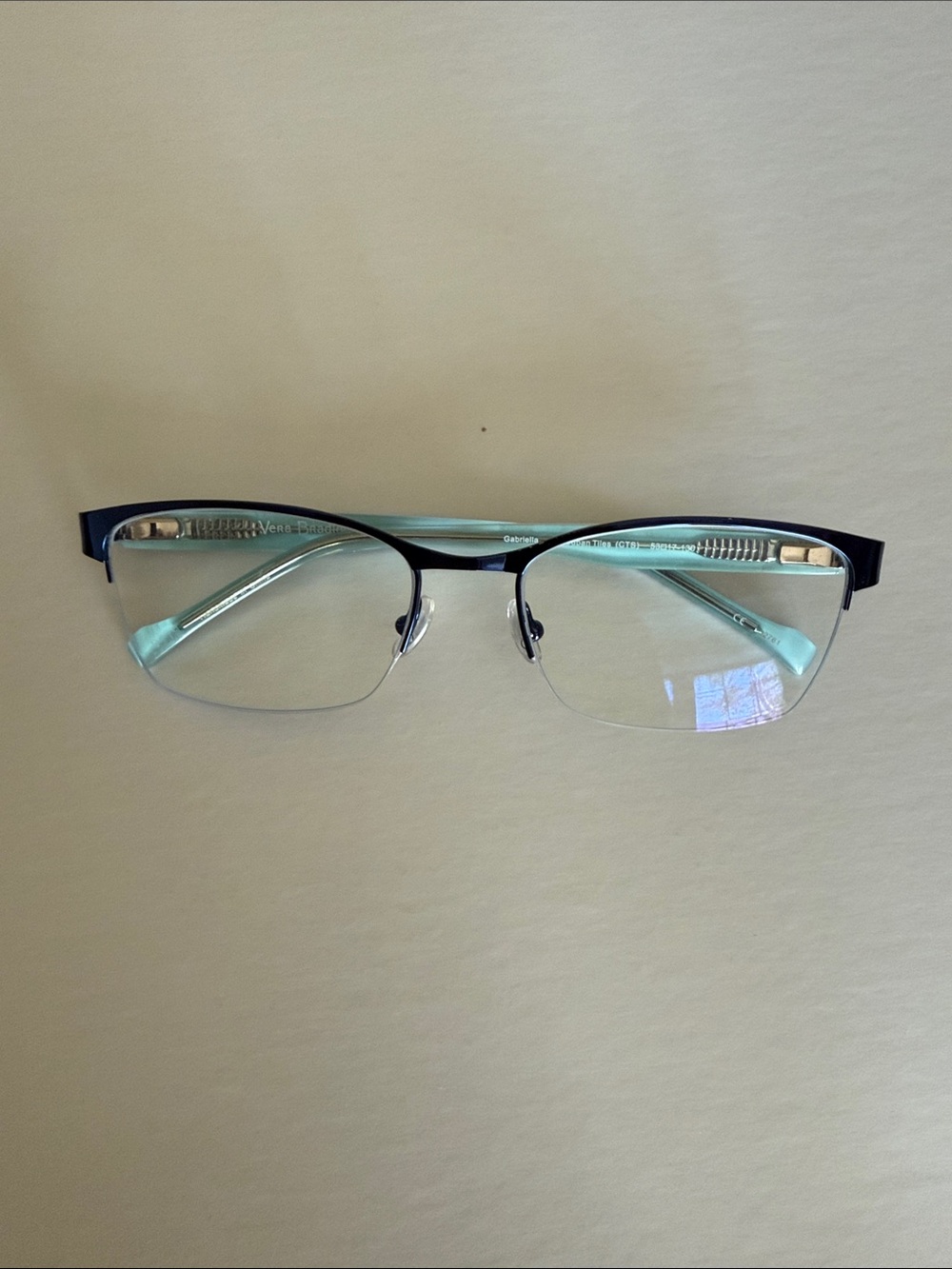 Vera Bradley Semi-Rimless Eyeglasses in navy and Aqua, 53-17-130